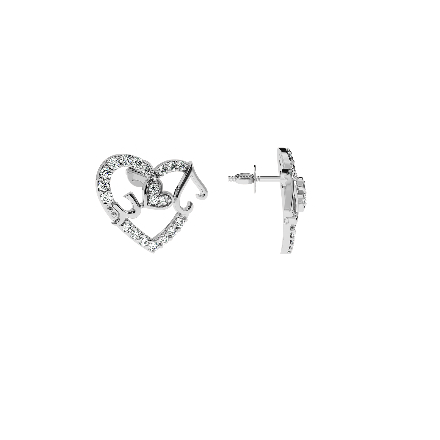 0.39 CT Musical Heart Lab Diamond Earrings | Elegant Gift